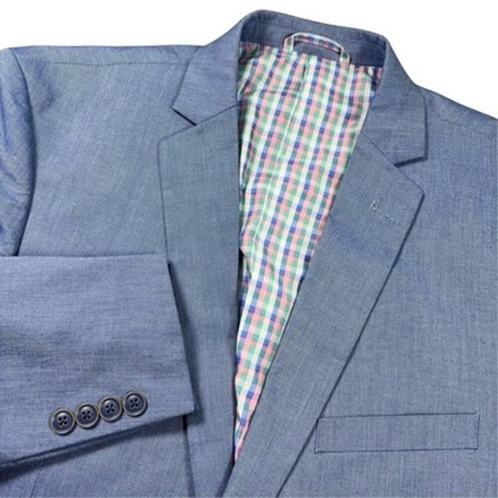 Light Blue Blazer Check Gingham Lining Men 42L Sport Jacket Coat US Polo Assn